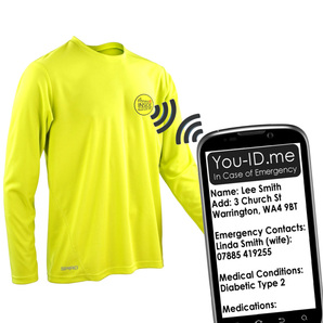 Identity embedded sports running top. Electronic ID running top. Wearable tech by Fitness ID