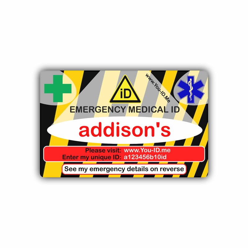 Addison's Disease Wallet Card for Purse or Mans Wallet