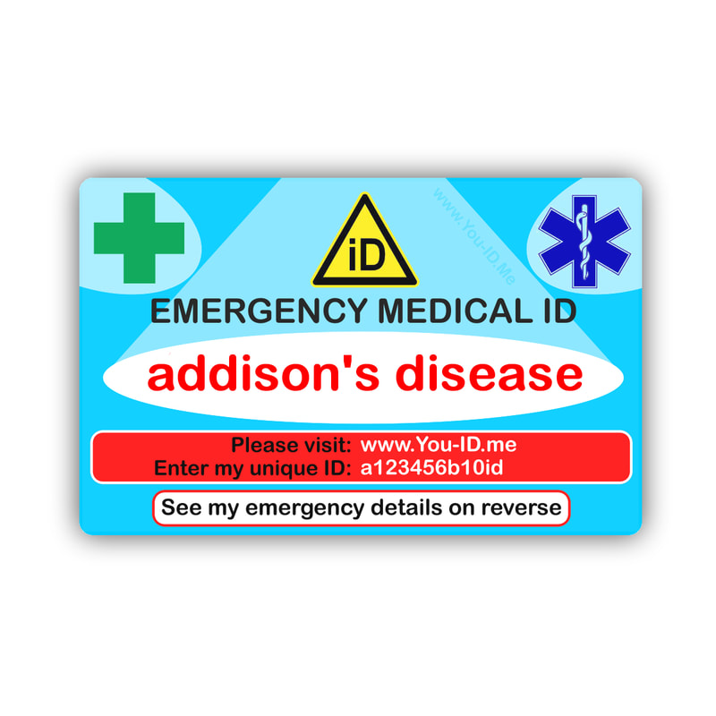 Addison's Disease medical alert awareness card