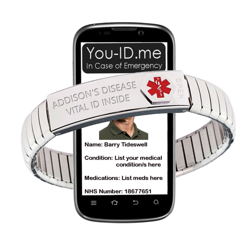 Medical alert bracet for man or woman with addison's disease