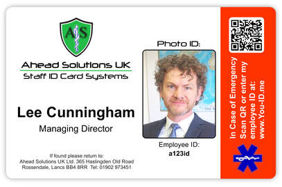 Employee ID card printed with You ID Me unique ID number and QR code for quick access