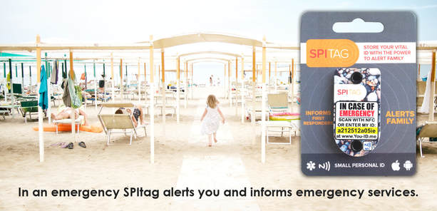 SPItag is a simple child emergency identity product that parents can use on holiday. SPItags alerts parents in an emergency.