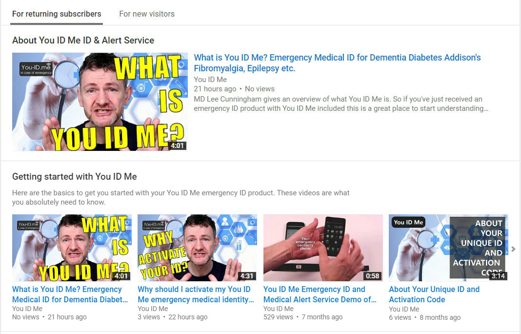 You ID ME emergency ID and alert service YouTube channel gets a makeover