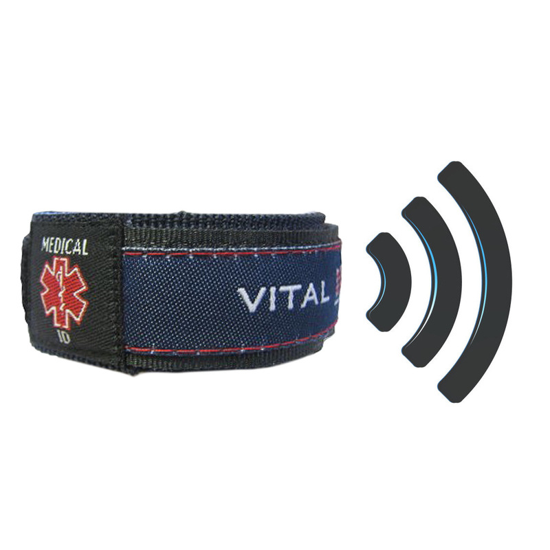 Denim medical identity bracelet. SMART ID with Embedded NFC tag. Access your unlimited medical emergency ID profile.