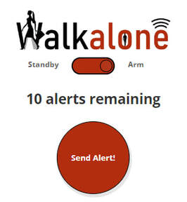 Walkalone personal safety app button for your mobile smart phone