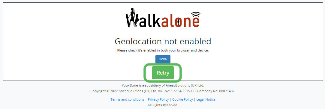Walkalone personal safety app set up instructions - turn on geolocation on your mobile device