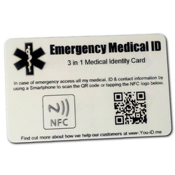 our electronic smart ID card uses NFC, QR Code and Text to make your emergency medical profile the most accessible to paramedics and the emergency services
