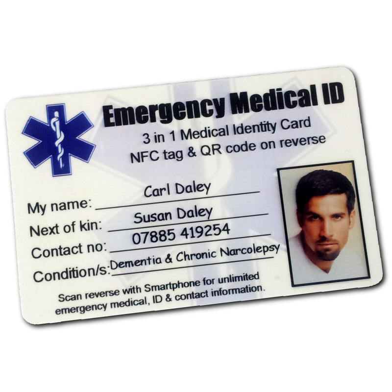 SMART NFC Wallet ID Cards for medical emergency needs also motorcyclists and riders accident and emergency situations