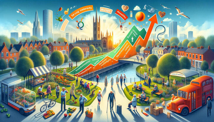 Picture representing local Chelmsford artist Adel Hadddaways visual representation of the health index and medical data from Chelmsford.