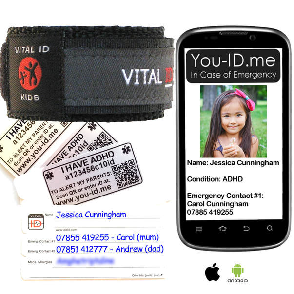 adhd bracelet for boys or girls. In case of medical emergency this wristband alerts parents by SMS.